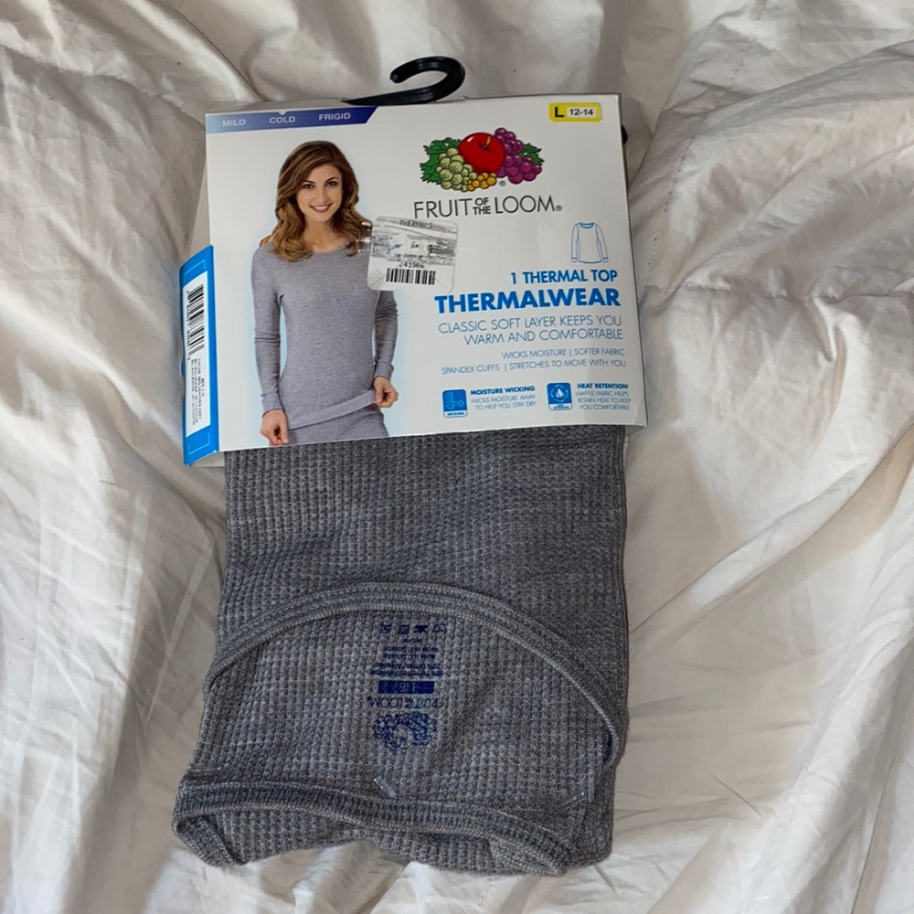 Fruit of the Loom gray thermal top size large NWT